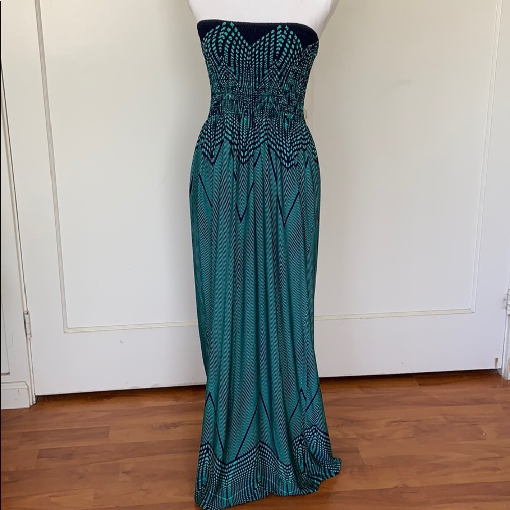 Beautiful Strapless Ruched Top Maxi Dress